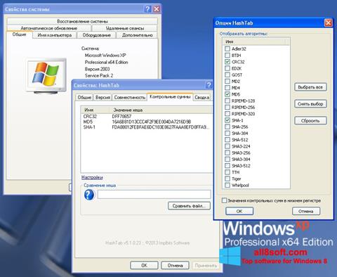 Petikan skrin HashTab untuk Windows 8