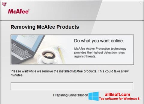 Petikan skrin McAfee Consumer Product Removal Tool untuk Windows 8