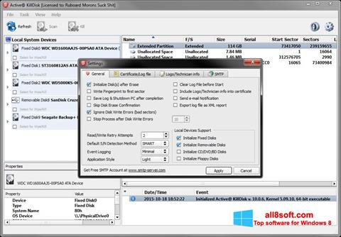 Petikan skrin Active KillDisk untuk Windows 8