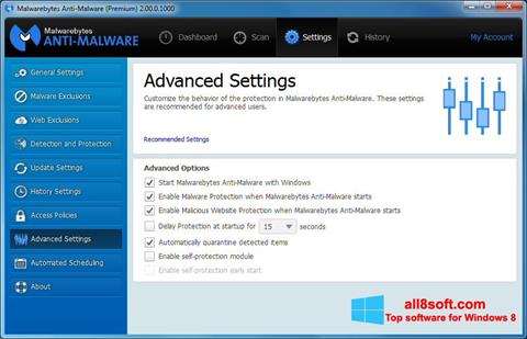 Petikan skrin Malwarebytes Anti-Malware untuk Windows 8
