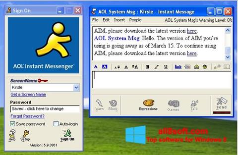 Petikan skrin AOL Instant Messenger untuk Windows 8