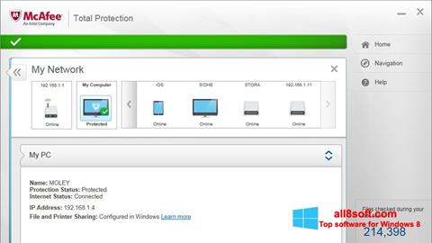 Petikan skrin McAfee Total Protection untuk Windows 8