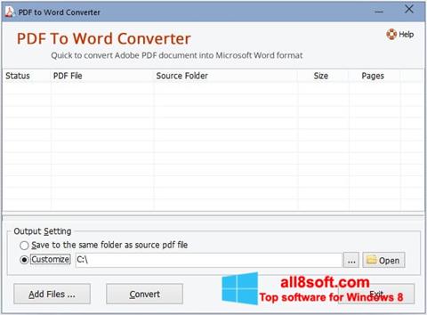 Petikan skrin PDF to Word Converter untuk Windows 8