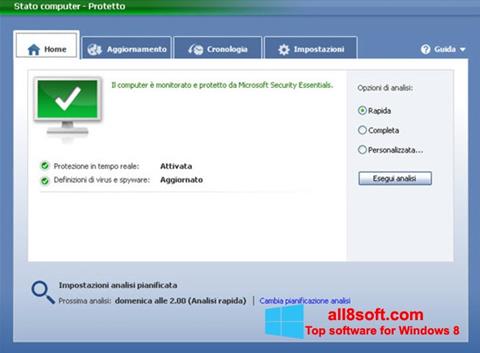 Petikan skrin Microsoft Security Essentials untuk Windows 8