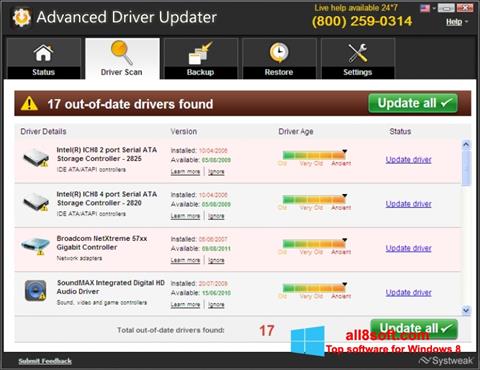 Petikan skrin Advanced Driver Updater untuk Windows 8