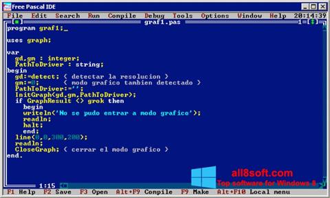 Petikan skrin Free Pascal untuk Windows 8