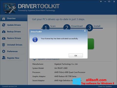 Petikan skrin Driver Toolkit untuk Windows 8