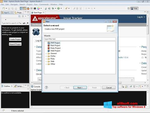 Petikan skrin Aptana Studio untuk Windows 8