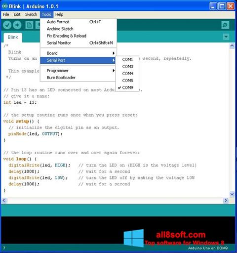 Petikan skrin Arduino untuk Windows 8