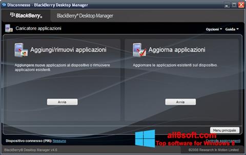 Petikan skrin BlackBerry Desktop Manager untuk Windows 8