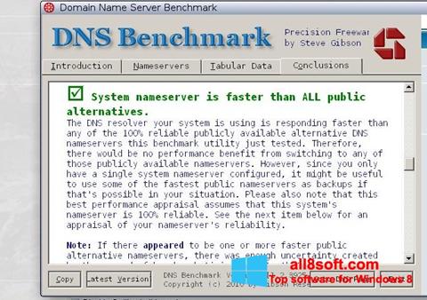 Petikan skrin DNS Benchmark untuk Windows 8