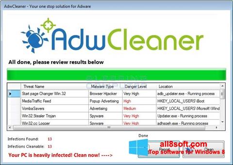 Petikan skrin AdwCleaner untuk Windows 8