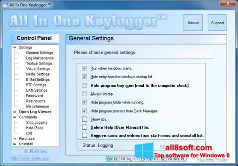 Petikan skrin Keylogger untuk Windows 8
