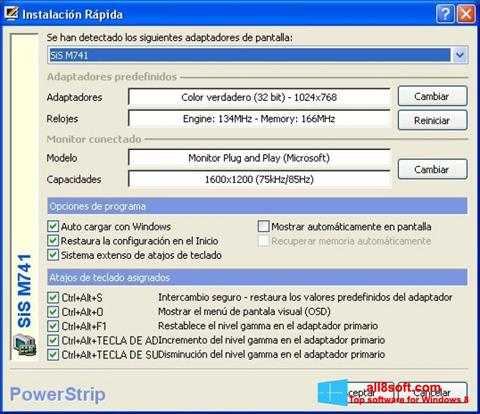 Petikan skrin PowerStrip untuk Windows 8