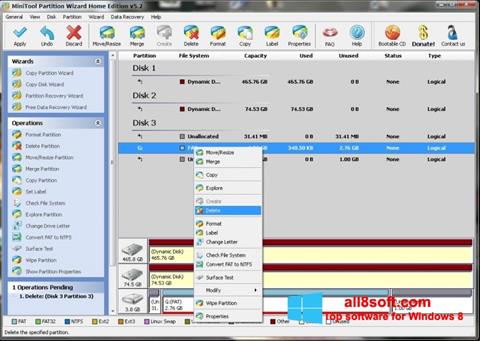Petikan skrin MiniTool Partition Wizard untuk Windows 8