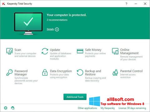 Petikan skrin Kaspersky Total Security untuk Windows 8