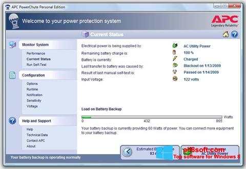Petikan skrin PowerChute Personal Edition untuk Windows 8