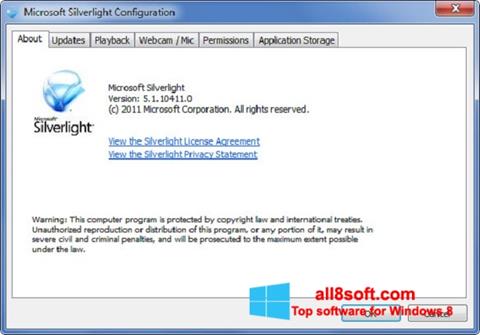 Petikan skrin Microsoft Silverlight untuk Windows 8