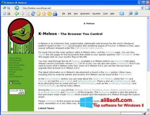 Petikan skrin K-Meleon untuk Windows 8