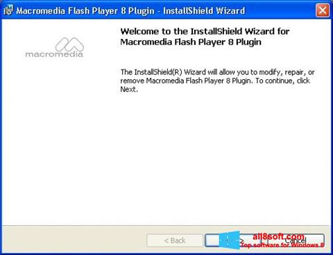 Petikan skrin Macromedia Flash Player untuk Windows 8