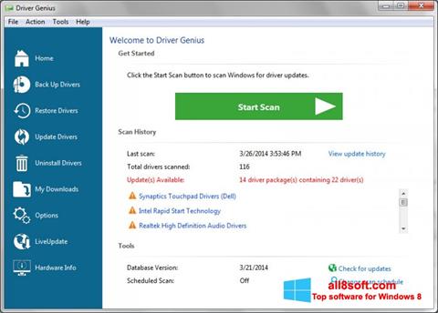 Petikan skrin Driver Genius Professional untuk Windows 8