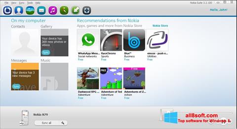 Petikan skrin Nokia PC Suite untuk Windows 8