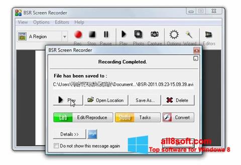 Petikan skrin BSR Screen Recorder untuk Windows 8