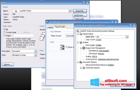 Petikan skrin CutePDF Writer untuk Windows 8