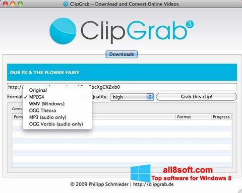 Petikan skrin ClipGrab untuk Windows 8