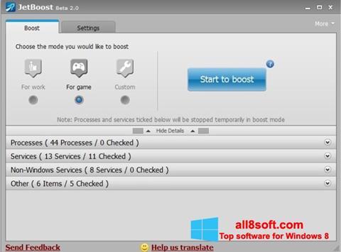 Petikan skrin JetBoost untuk Windows 8