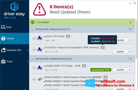Petikan skrin Driver Easy untuk Windows 8