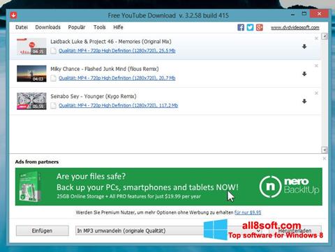 Petikan skrin Free YouTube Download untuk Windows 8