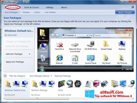 Petikan skrin IconPackager untuk Windows 8
