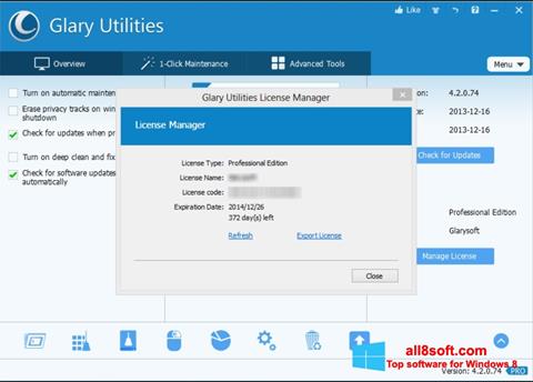 Petikan skrin Glary Utilities untuk Windows 8