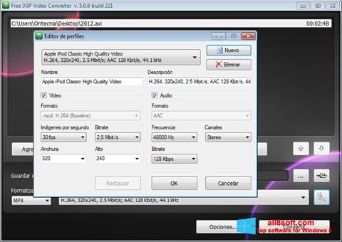 Petikan skrin Free MP4 Video Converter untuk Windows 8