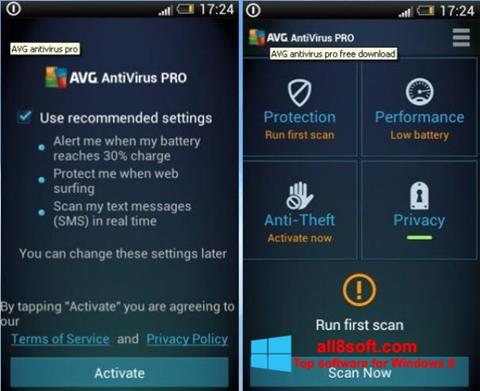 Petikan skrin AVG AntiVirus Pro untuk Windows 8