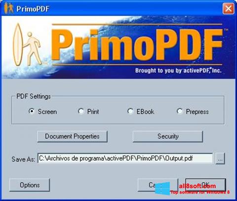 Petikan skrin PrimoPDF untuk Windows 8