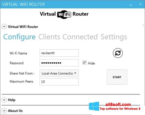 Petikan skrin Virtual WiFi Router untuk Windows 8