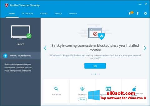 Petikan skrin McAfee Internet Security untuk Windows 8