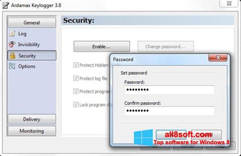 Petikan skrin Ardamax Keylogger untuk Windows 8