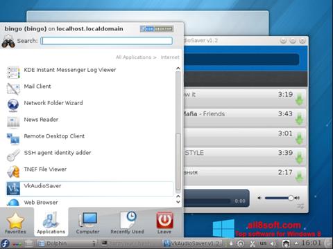 Petikan skrin VkAudioSaver untuk Windows 8