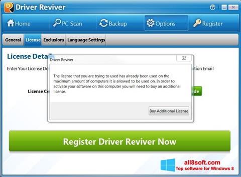 Petikan skrin Driver Reviver untuk Windows 8