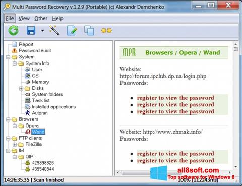 Petikan skrin Multi Password Recovery untuk Windows 8