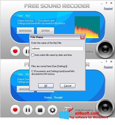Petikan skrin Free Sound Recorder untuk Windows 8