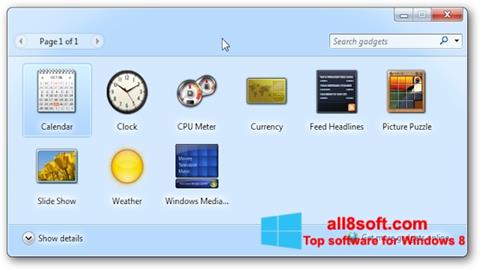 Petikan skrin 8GadgetPack untuk Windows 8