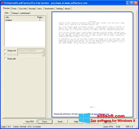 Petikan skrin pdfFactory Pro untuk Windows 8