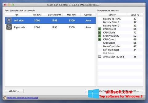 Petikan skrin Macs Fan Control untuk Windows 8