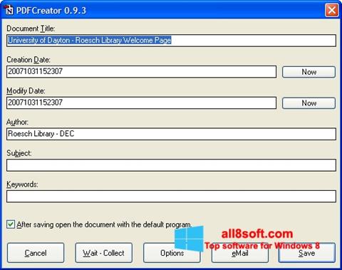 Petikan skrin PDFCreator untuk Windows 8