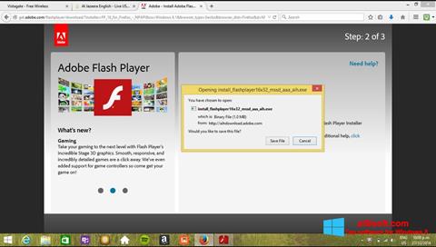 Petikan skrin Adobe Flash Player untuk Windows 8