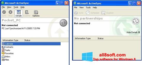 Petikan skrin Microsoft ActiveSync untuk Windows 8